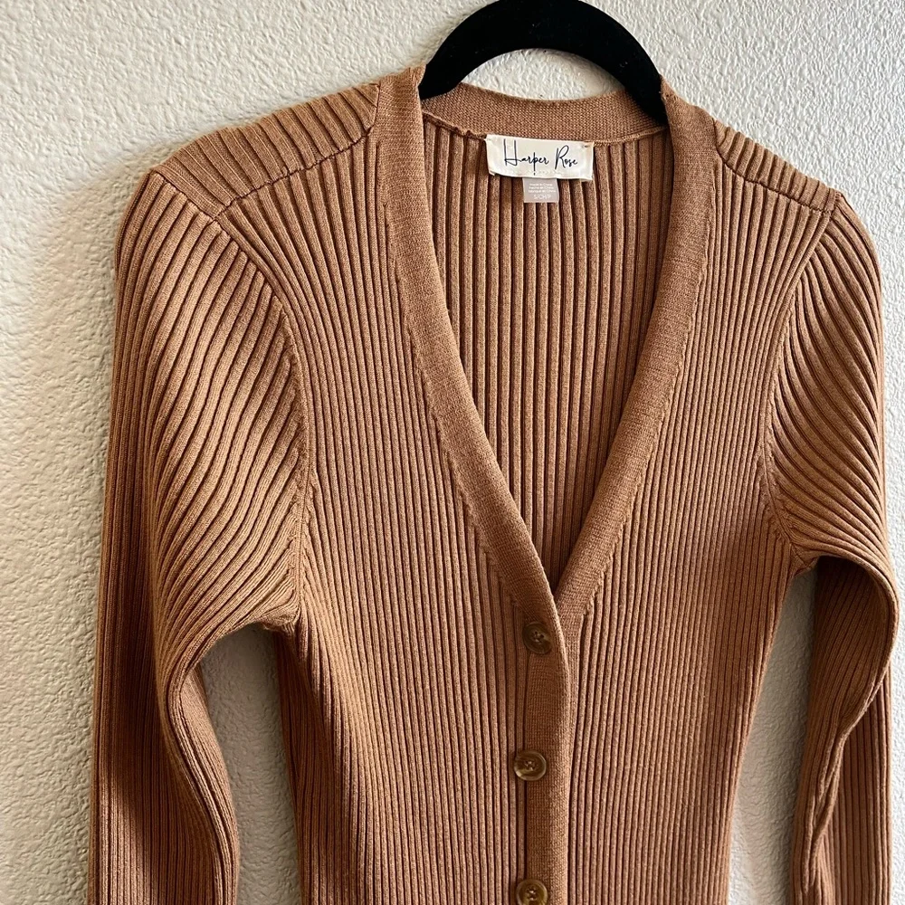 Harper Rose Long Sleeve Ribbed Sweater Dress in Camel Women’s Small - Picture 4 of 9